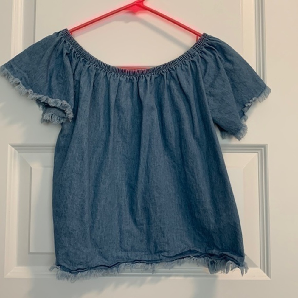 Planet Gold small denim off shoulders crop top